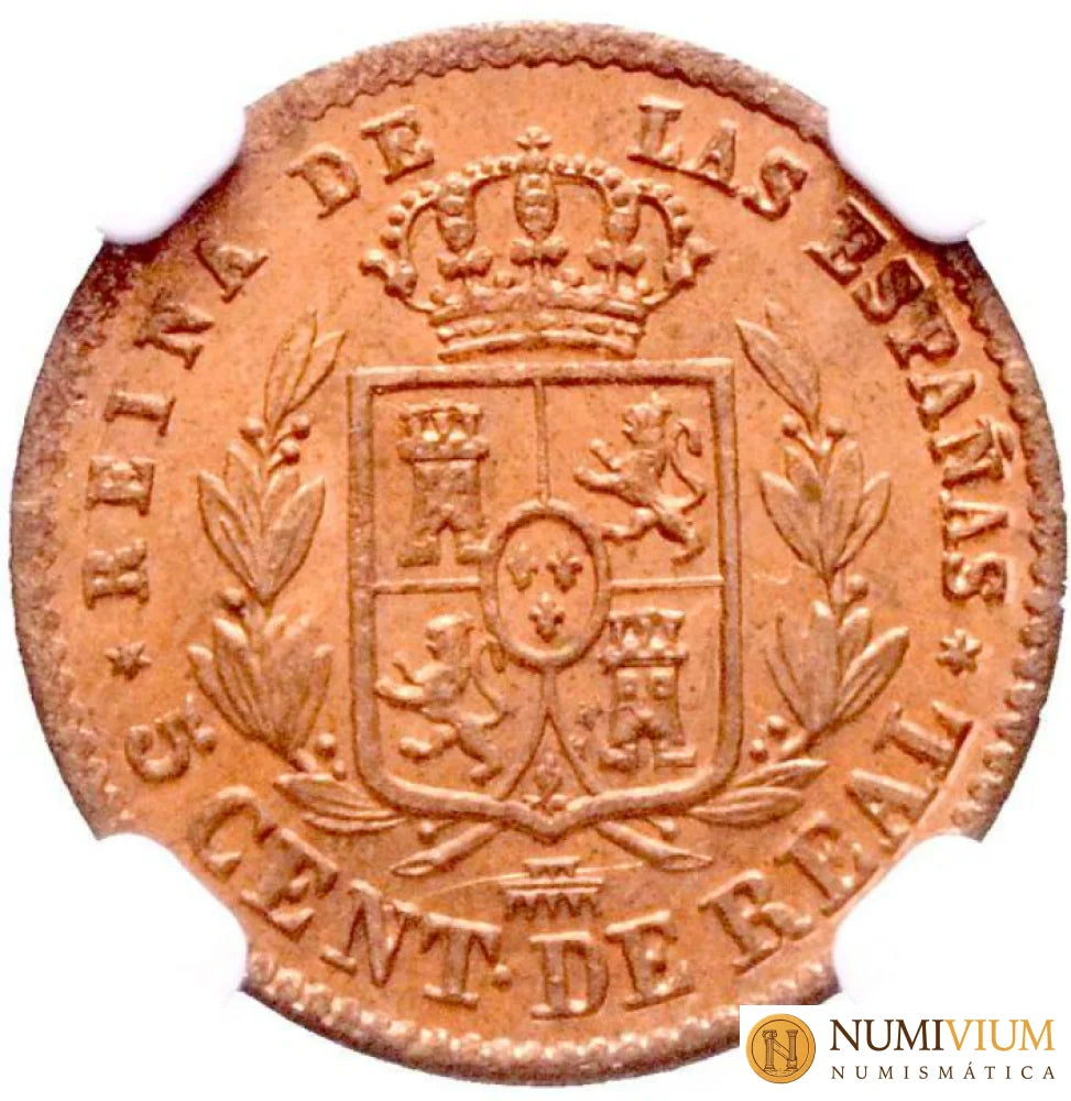 Isabel II. Segovia 1856. 5 Céntimos de real. SC. Escasa así. Isabel II