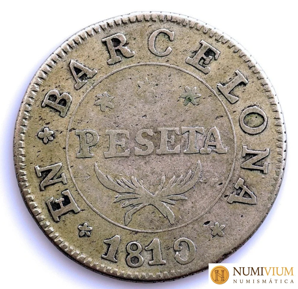 José Napoleón. 1 peseta. 1810. Barcelona. Escasa 4 Reales