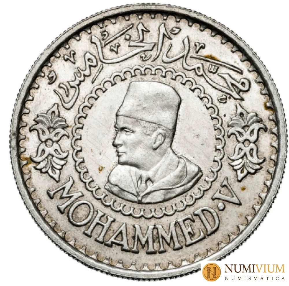 Marruecos. AH 1376/1956. Mohammed V. 500 francos.