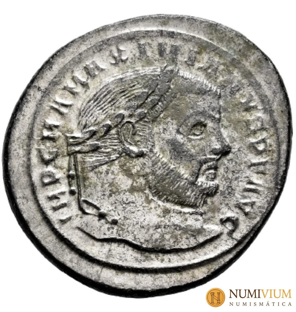 Maximiano. Follis. 300-301 d.C. Thessalonica. Plateado original