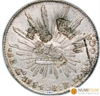 México: 8 Reales de plata de 1884. Ceca de Guanajuato. Resellada.