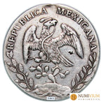 México: 8 Reales de plata de 1888. Ceca de México City. Resello.