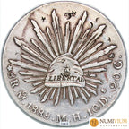 México: 8 Reales de plata de 1888. Ceca de México City. Resello.