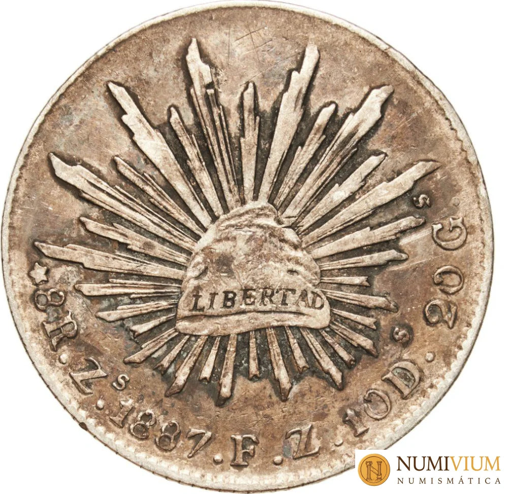México. República. 8 Reales. Zacatecas. 1887 Zs FZ