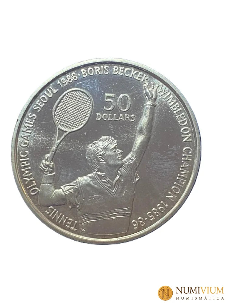 Nueva Zelanda 1987 50 dólares – Isabel II (Boris Becker) Plata Proof