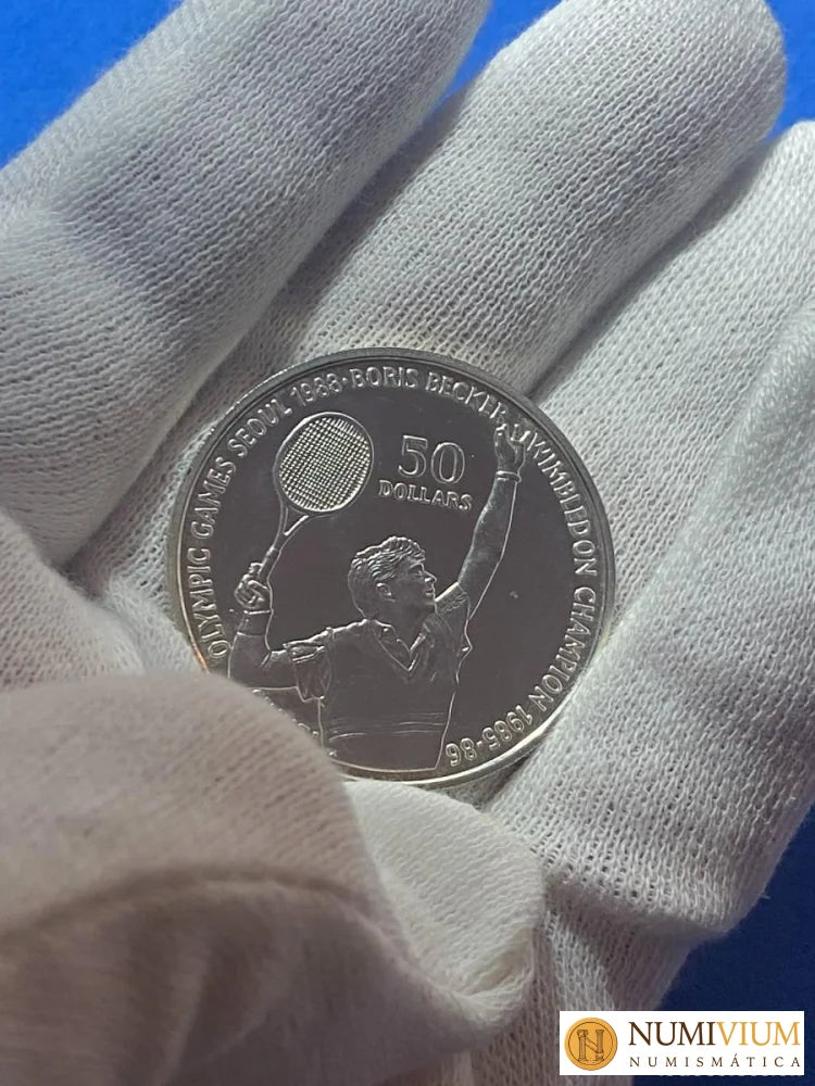 Nueva Zelanda 1987 50 dólares – Isabel II (Boris Becker) Plata Proof