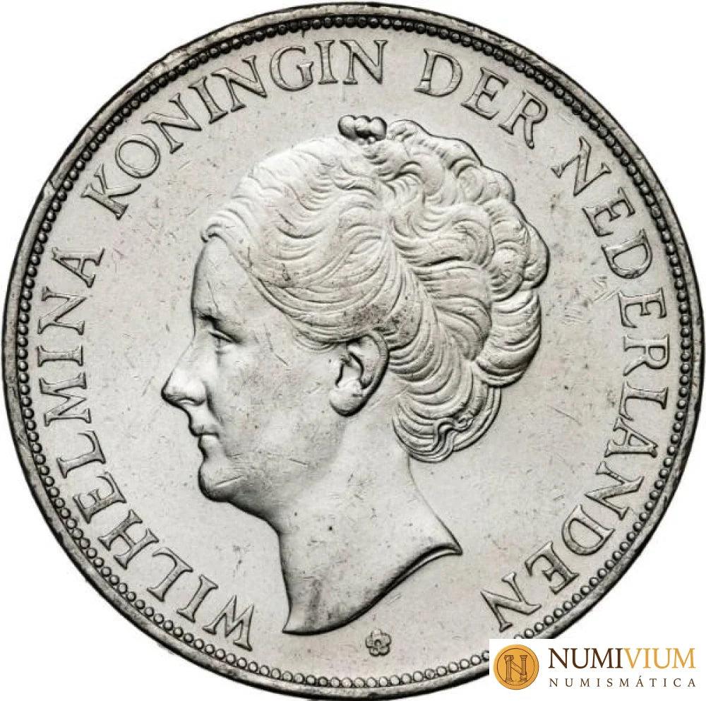 Países Bajos. Guillermina 1938. Moneda de 2 y 1/2 guilden de plata. EBC