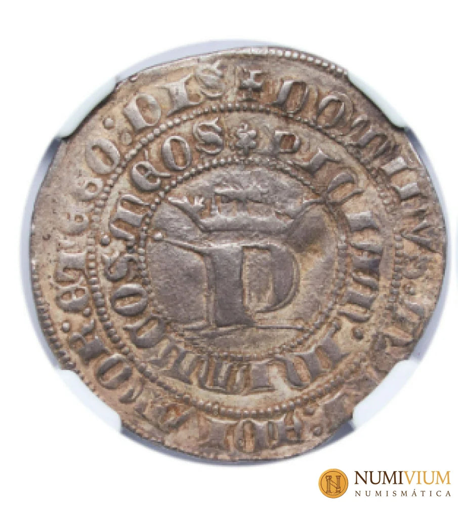 PEDRO I (1350-1366). 1 Real de Burgos. Encapsulada como XF Stained