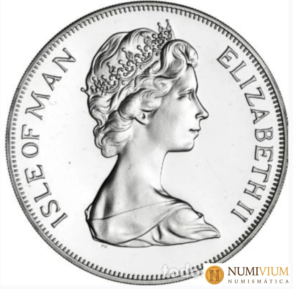 Plata de inversión (calidad PROOF). Isla de Man. 1975. Isabel II. 25 peniques.28,70 gramos
