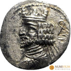 Reyes de Persis. Artajerjes (Ardaxsir II) (c. 50 a.C.). Hemidracma de plata. Hemidracma